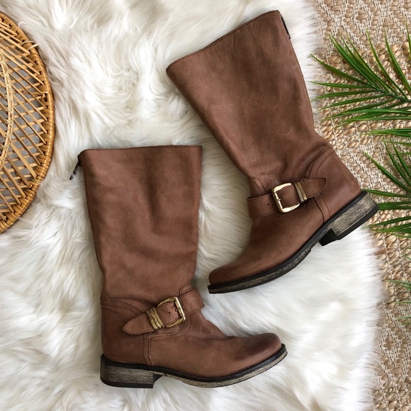 Steve Madden Shoes - Steve Madden Fllash Leather Moto Mid-Calf Boots 7